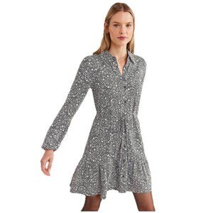 Boden Tiered Jersey Shirt Mini Dress Black, Dotty Daisy 4L NWT